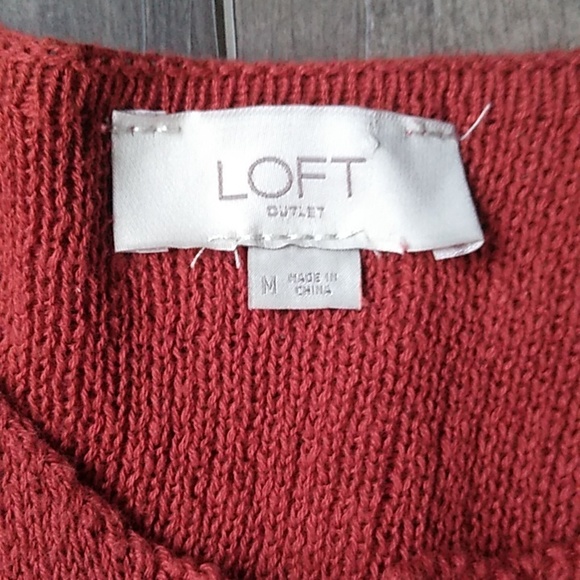 LOFT RUST COLOR RUFFLE SLEEVE SWEATER/CARDIGAN/SHRUG - Picture 3 of 7